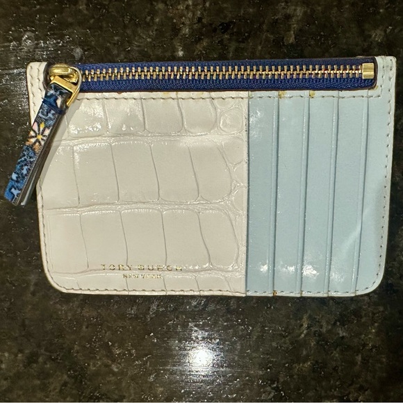 Tory Burch Blue Colorblock & Wild Pansy Patterned Wallet/Cardholder - Picture 2 of 8